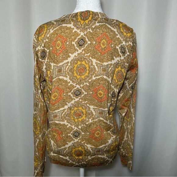 Talbots Women’s Large Cardigan Sweater Gold Metallic Knit Long Sleeve Button Up - Picture 7 of 9